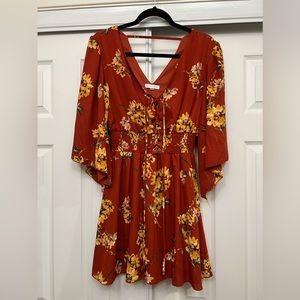 Orange floral dress
